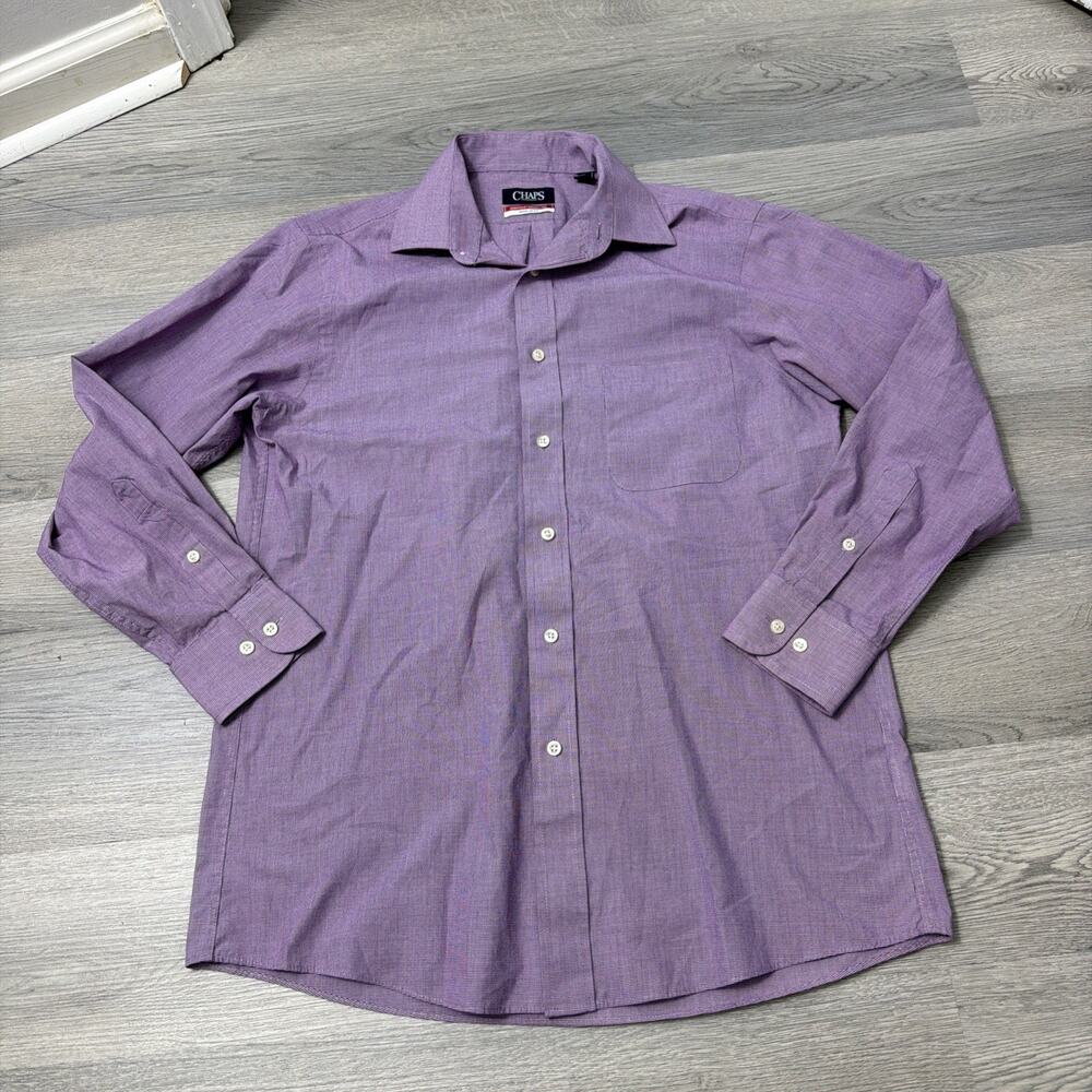 Chaps Men's Essentials/ Wrinkle Free Regular-Fit Shirt Sz 15- 15.5 Medium